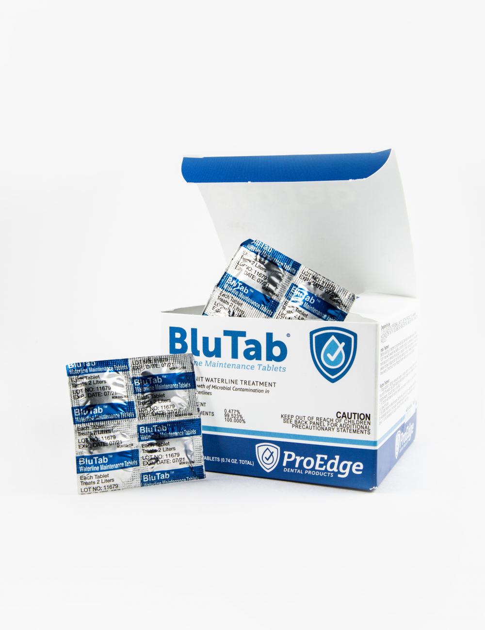 Blutab box with tablets